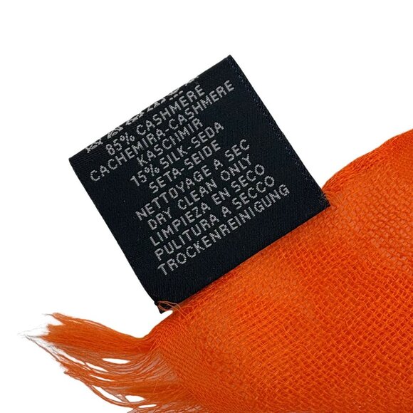 Authentic HERMES Stole Scarf Orange Cashmere #36634613 - Picture 10 of 12